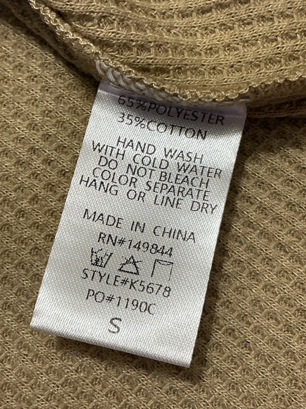 ZUTTER Long Sleeve Waffle Knit Top S 18” p2p Beige NWOT - Picture 7 of 8